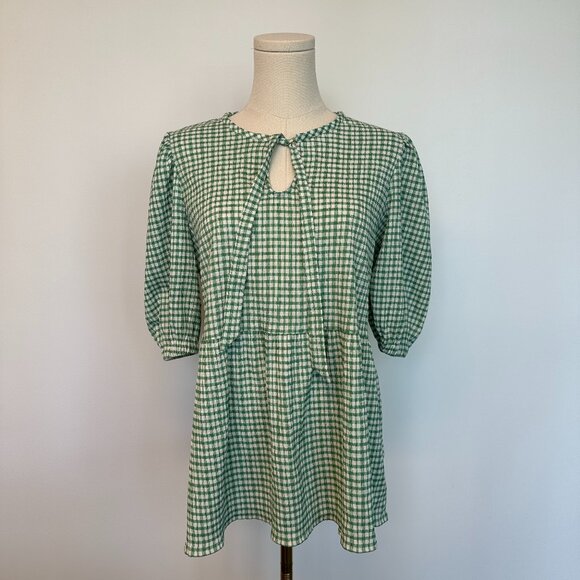 Smash + Tess Green Checkered Blouse - Picture 1 of 4